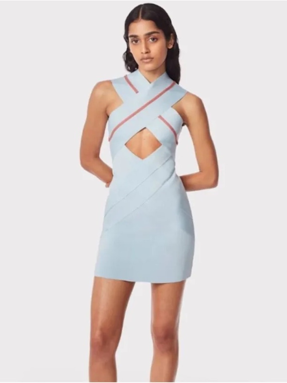 HERVE BY HERVE LEGER Women's Crossover Bandage Mini Dress